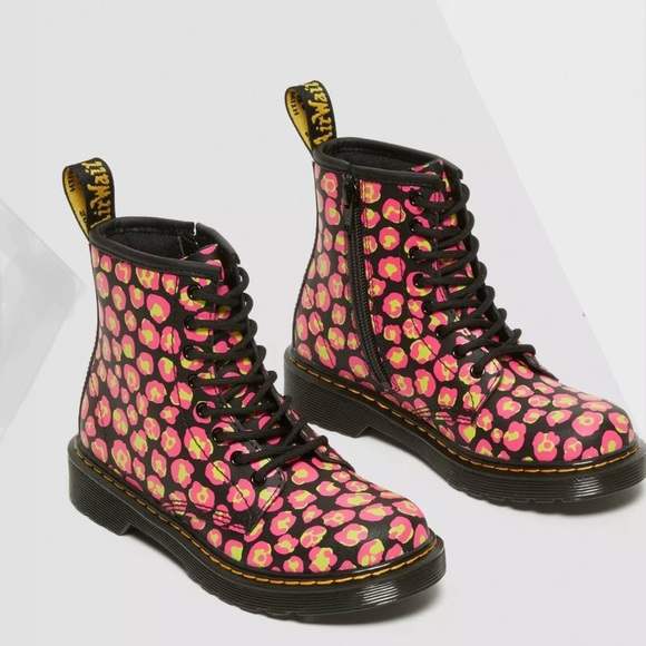 Dr. Martens Leopard Hydro Leather Lace Up Combat Boots Junior Size 3 - Picture 1 of 11